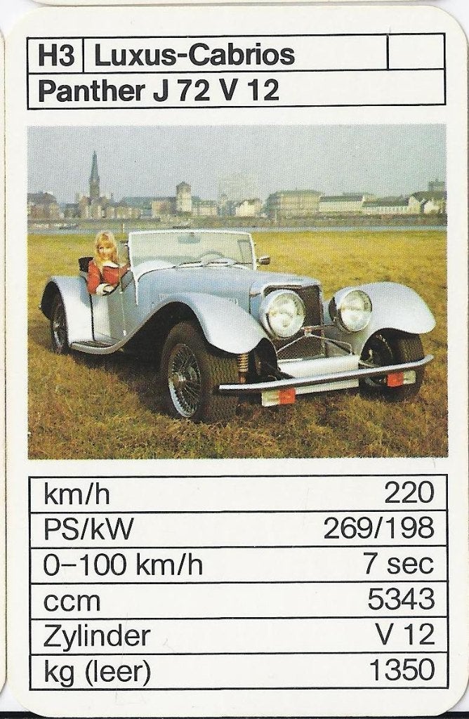 Ak1000 autokaartje h3 panther j72 v 12, Ophalen of Verzenden, Zo goed als nieuw, Auto's