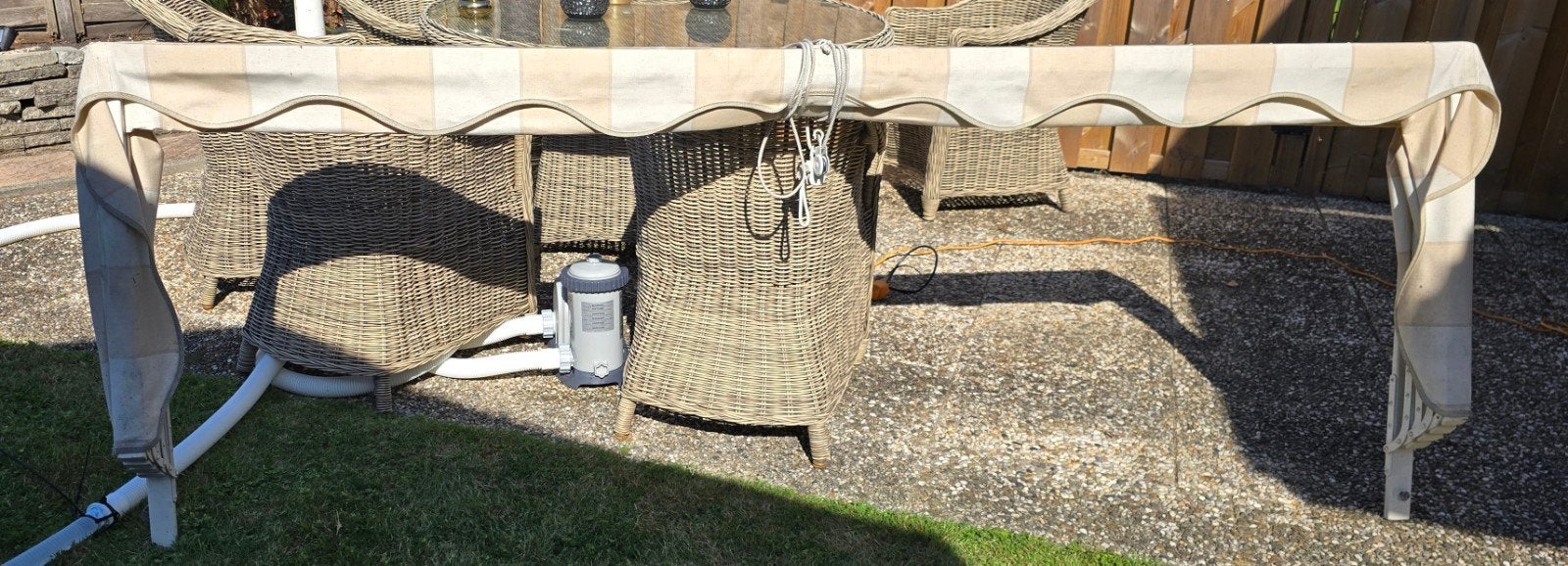 Markies zonnescherm 2400x80 cm in nette staat, Tuin en Terras, Ophalen, Gebruikt, Minder dan 250 cm, Markies