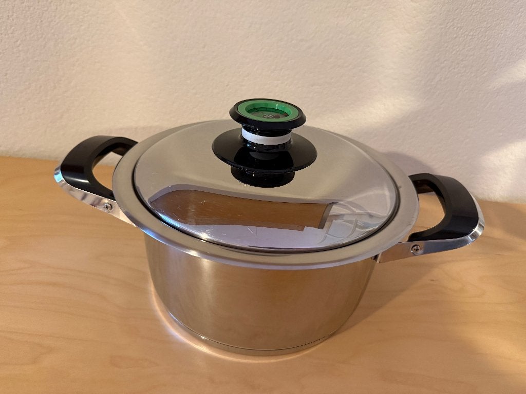 AMC 20 cm Pot (Hoog), Huis en Inrichting, Gebruikt, Met deksel, Ophalen of Verzenden, Rvs