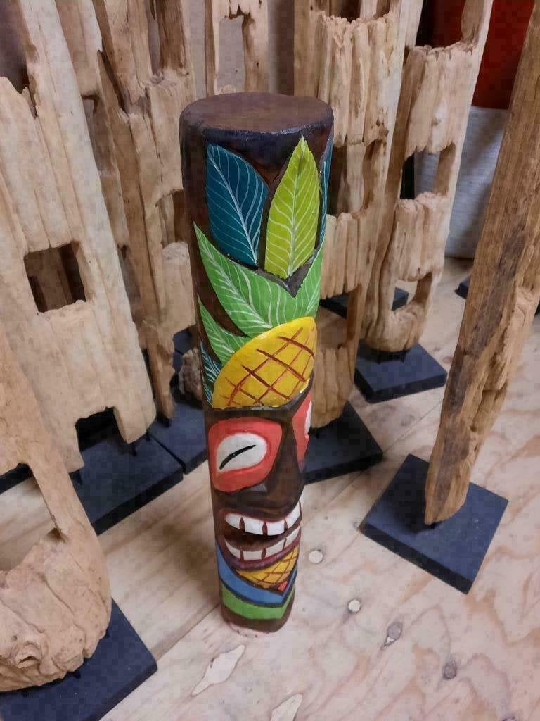 Totempaal 1M Ananas - Hout, Antiek en Kunst, Kunst | Beelden en Houtsnijwerken, Ophalen of Verzenden