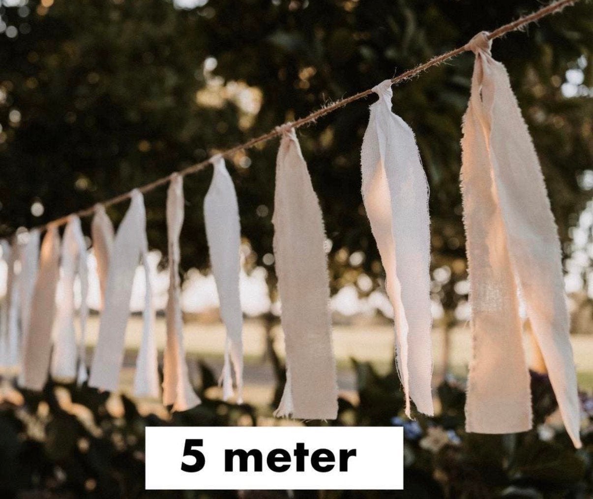 Nieuwe stoffen slinger 5 meter (beige/wit), Ophalen of Verzenden, Nieuw, Versiering