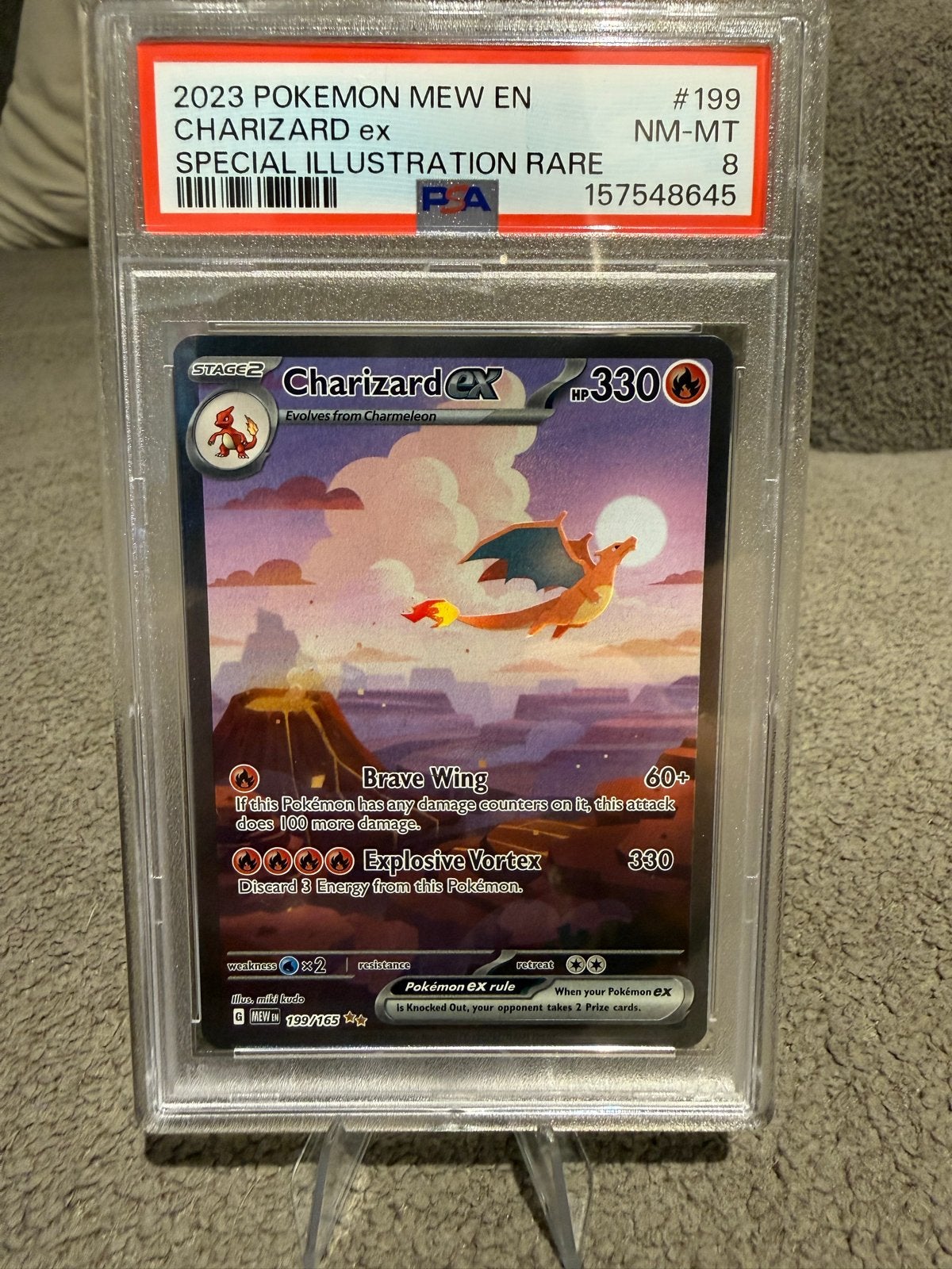 PSA 8 Charizard ex Special Illustration Rare 199/165, Ophalen, Zo goed als nieuw, Losse kaart