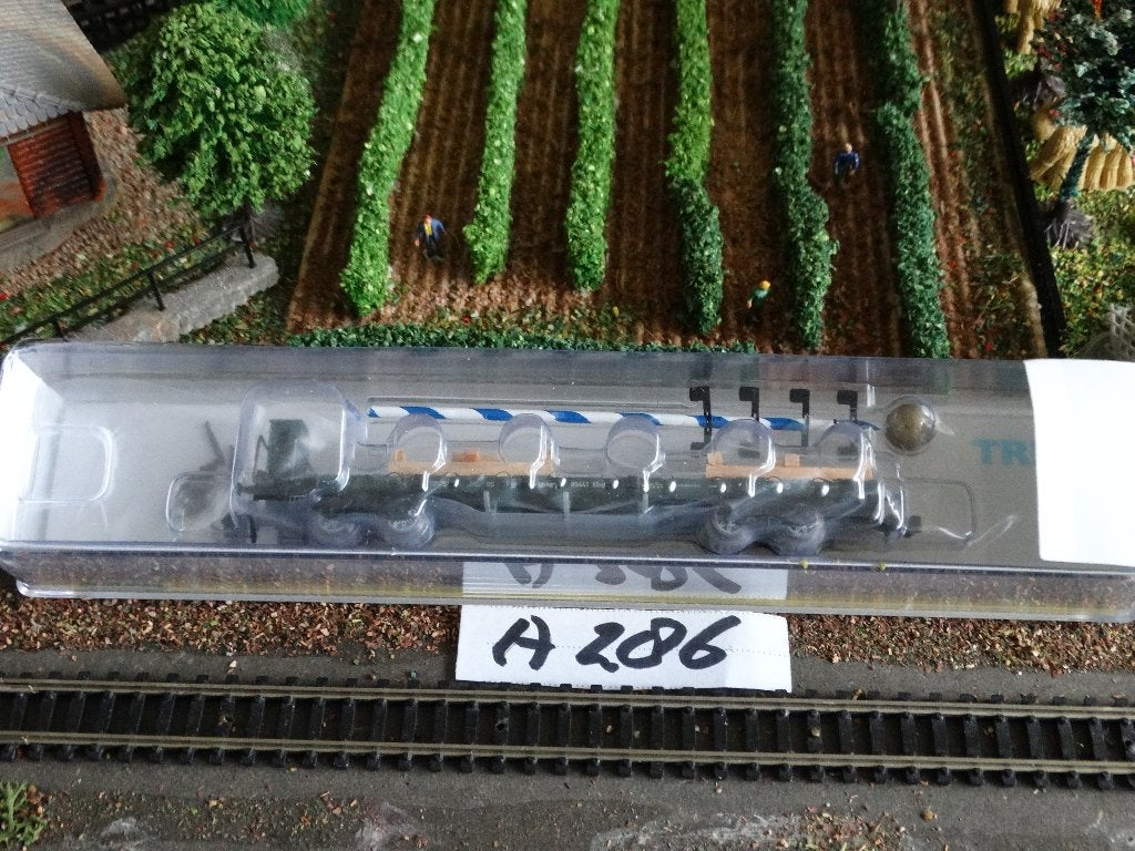 N-Spoor: MINITRIX 15340, adv A286: Platte wagon met MEIBOOM., Gelijkstroom of Wisselstroom, Trix, Wagon, Ophalen of Verzenden