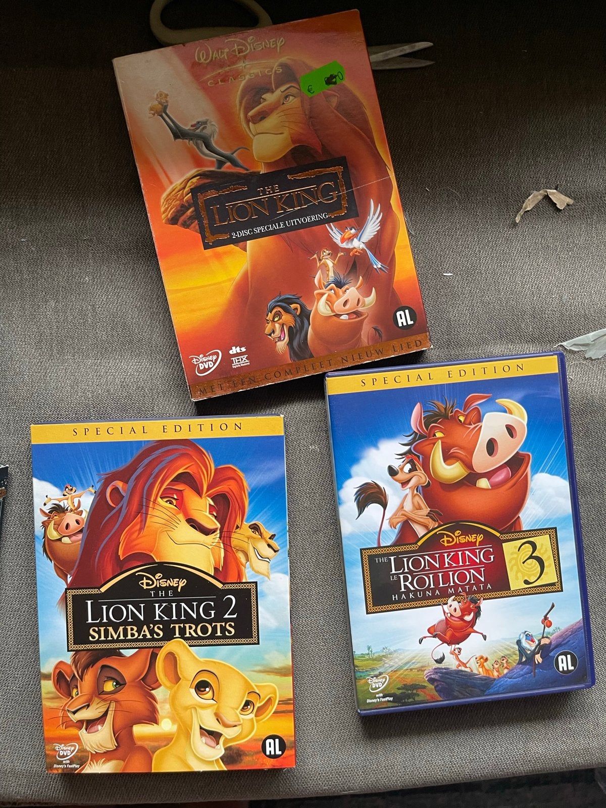 Disney De Leeuwenkoning 1, 2 & 3 DVD Speciale Uitgave, Cd's en Dvd's, Gebruikt, Animatie, Nederlands, Alle leeftijden