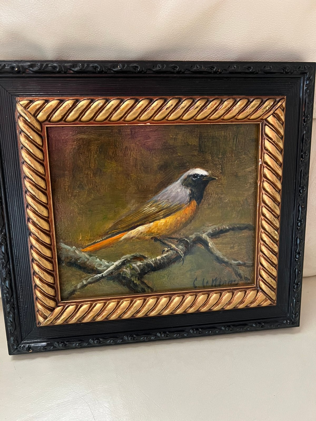 Olieverf op paneel door Cornelis le Mair . Roodstaart Vogel, Ophalen, Paneel, Oud hollands, Bijzondere lijst