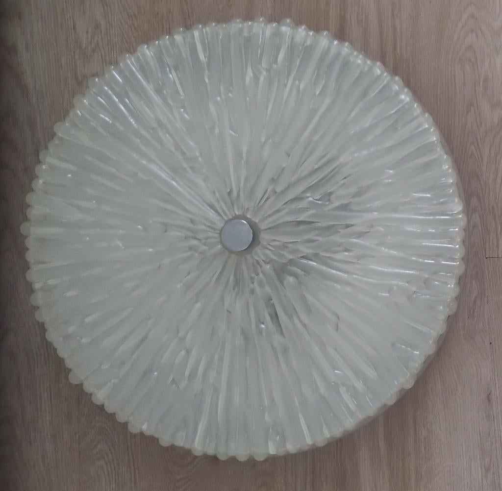 Plafonniere jaren 70 rond metaal met kunststof vintage, Ophalen of Verzenden, Gebruikt, Metaal