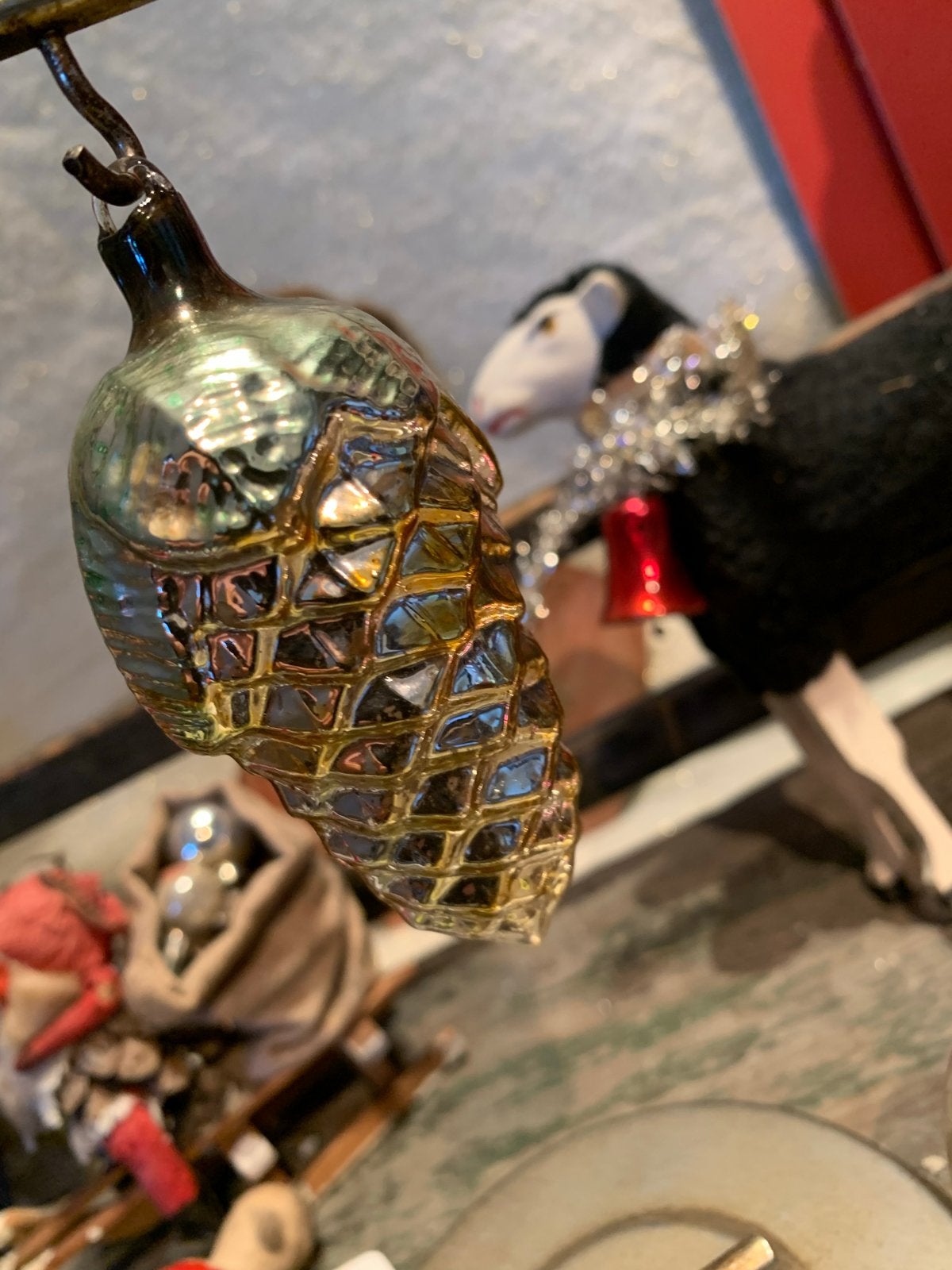 Kerst ajeko glazen oogje dennenappel, T, Ophalen of Verzenden, Zo goed als nieuw, N