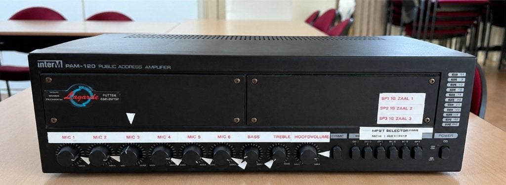 Inter-M PAM-120 Omroepversterker 120W–6 Kanaals PA Amplifier, 120 watt of meer, Ophalen, Overige merken, Gebruikt