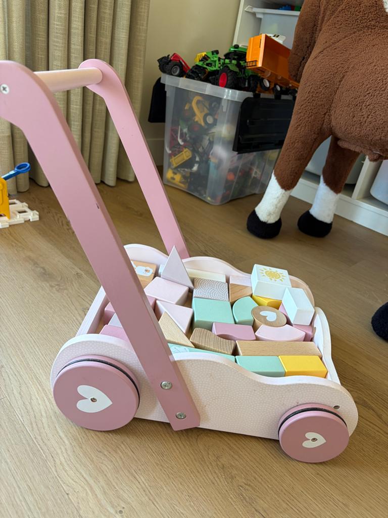 Little dutch houten blokkenkar, loopwagen, Ophalen, Zo goed als nieuw, Duw- of Trekspeelgoed