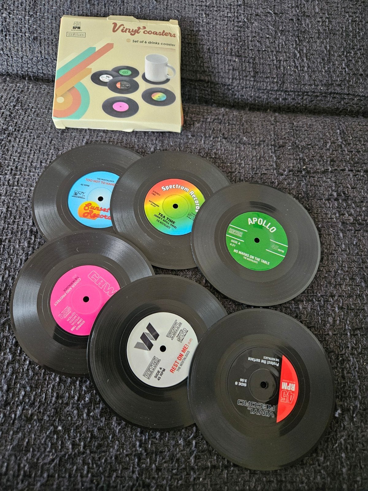Nieuwe LP-model onderzetters - Set van 6 vinyl onderzetters, Glasonderzetter, Nieuw, Ophalen of Verzenden, Antislip