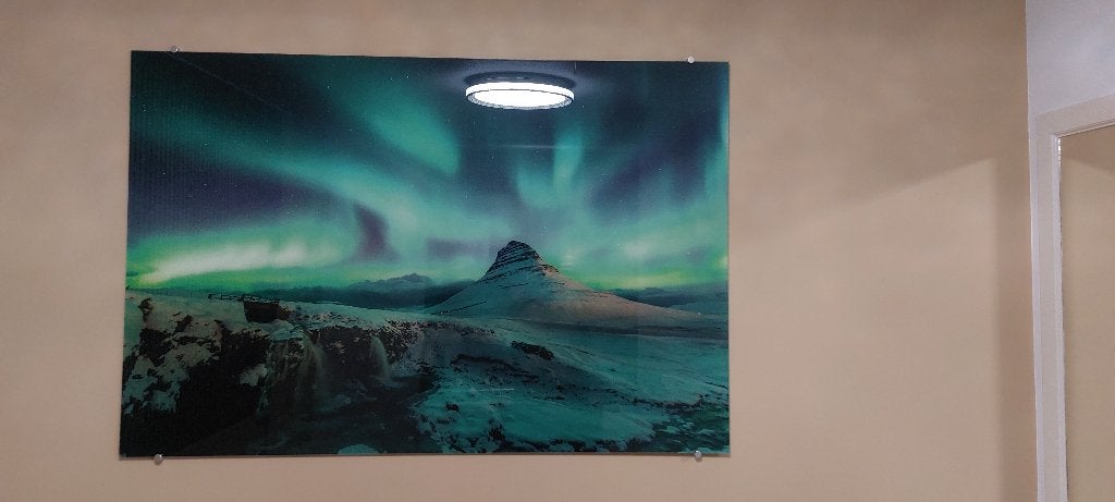Te koop nw glasschilderij Noorderlicht 144x96, Ophalen, Nieuw, 125 cm of meer, Schilderij