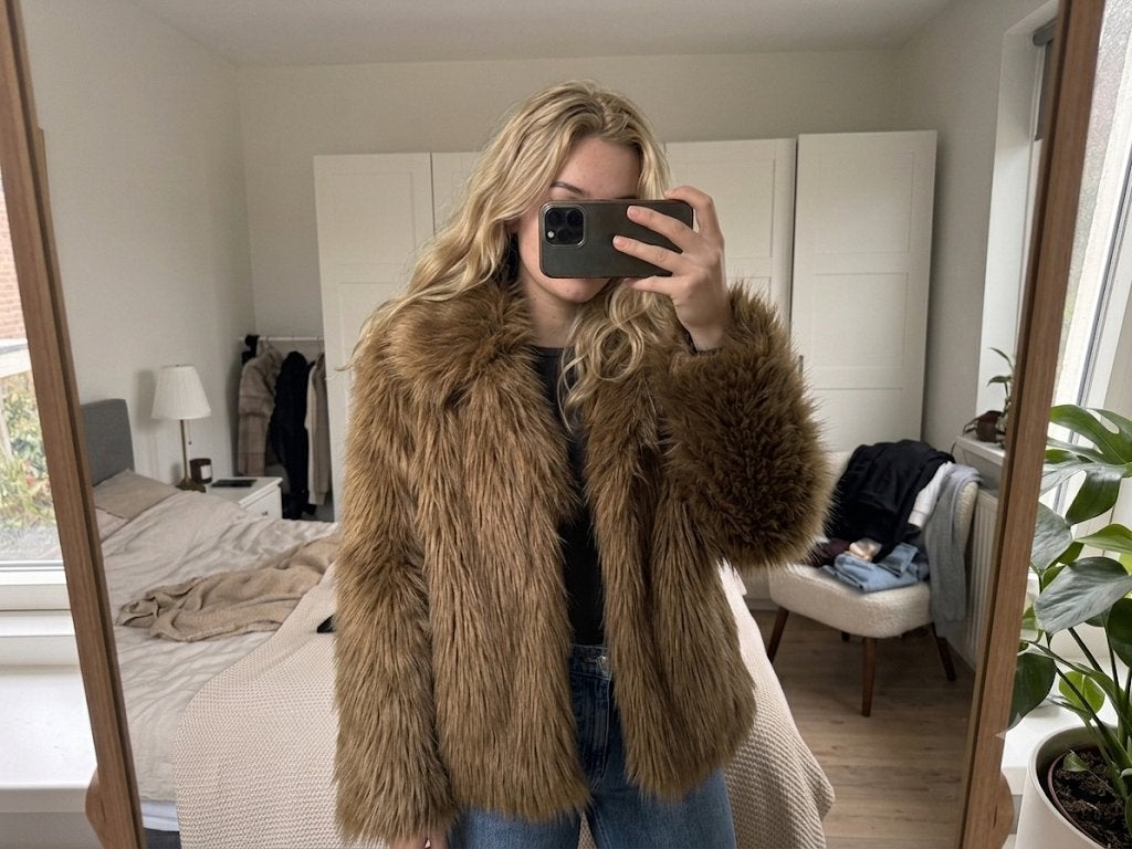 Zara Faux fur jas, Ophalen of Verzenden, Nieuw, Maat 38/40 (M), Bruin