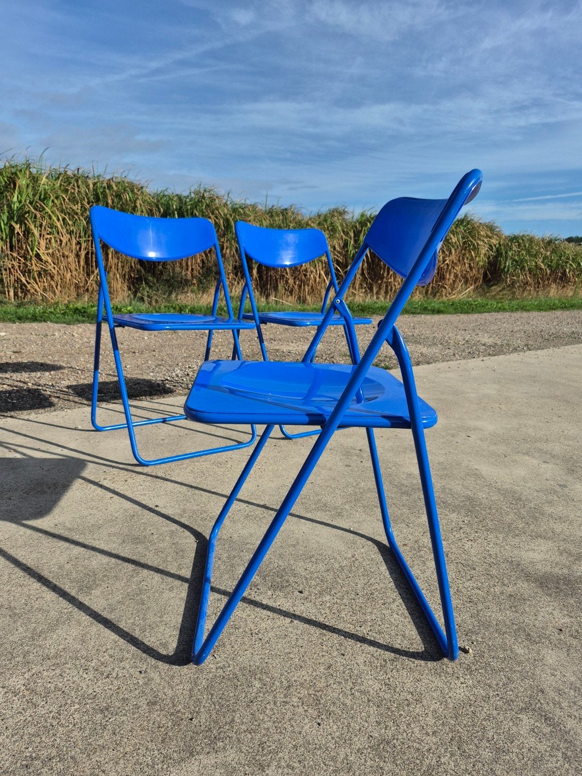 3 stuks vintage IKEA TED klapstoelen blauw 1980s, Ophalen, Vinrage retro memphis, Vijf, Zes of meer stoelen, Rood