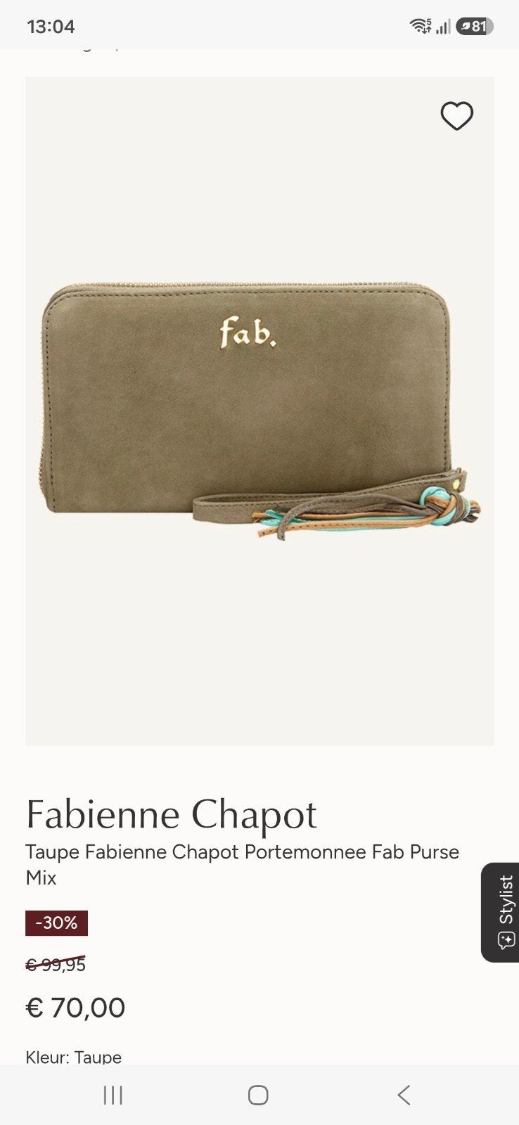 FAB portemonnee kleur tape suede., Ophalen of Verzenden, Zo goed als nieuw, Overige kleuren