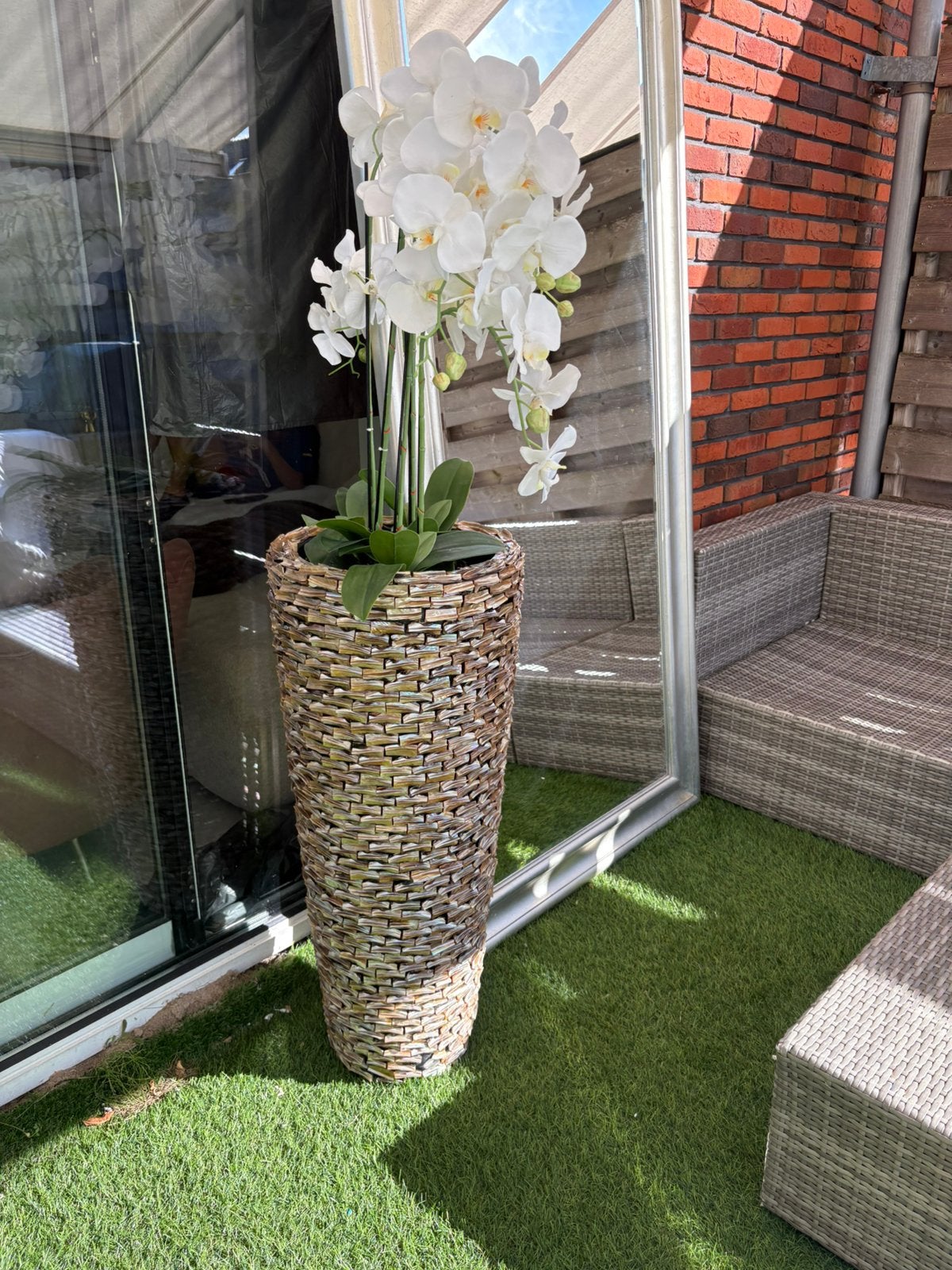Plantenpot hoog 90cm incl zijden orchideeen, Huis en Inrichting, Woonaccessoires | Zuilen en Pilaren, Ophalen, Zo goed als nieuw