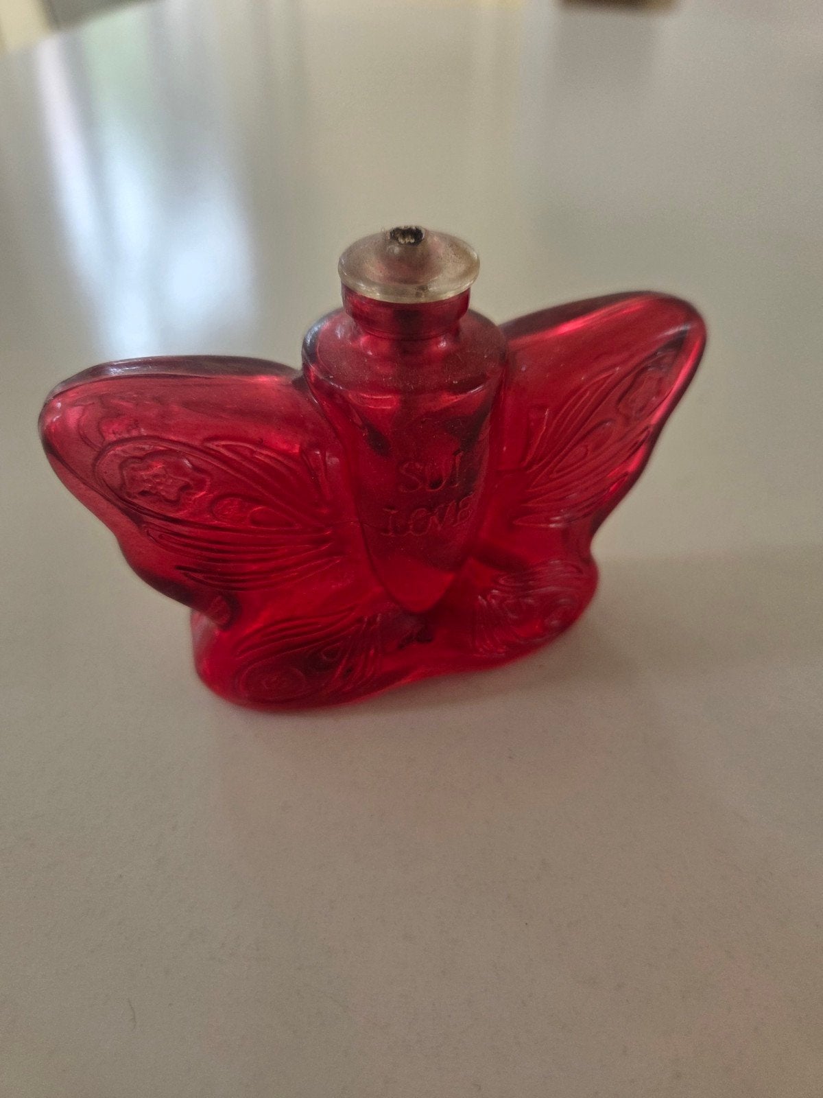 Vlinder Olielampje - Rozerood Glas, Ophalen of Verzenden, Glas