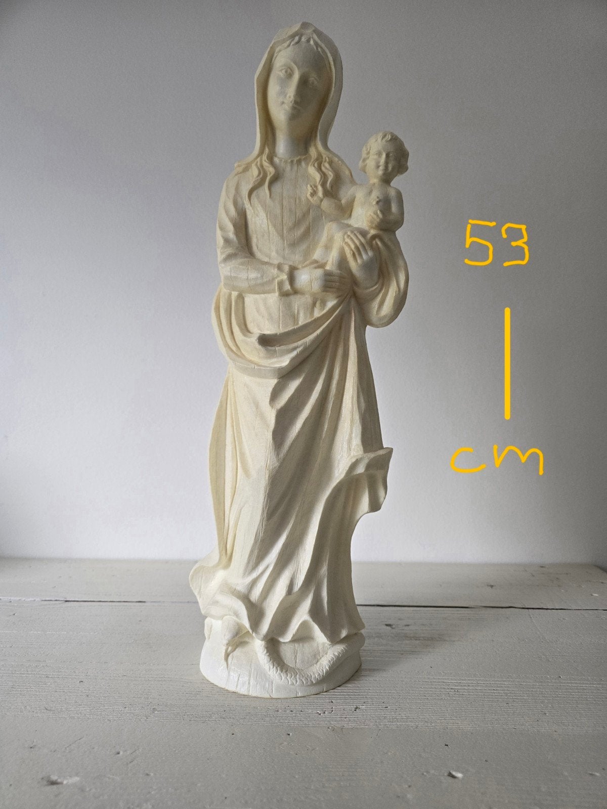 Beeld van Maria met Kind, 53 cm hoog, Beeld, Beige, Religie, 50 - 100 cm