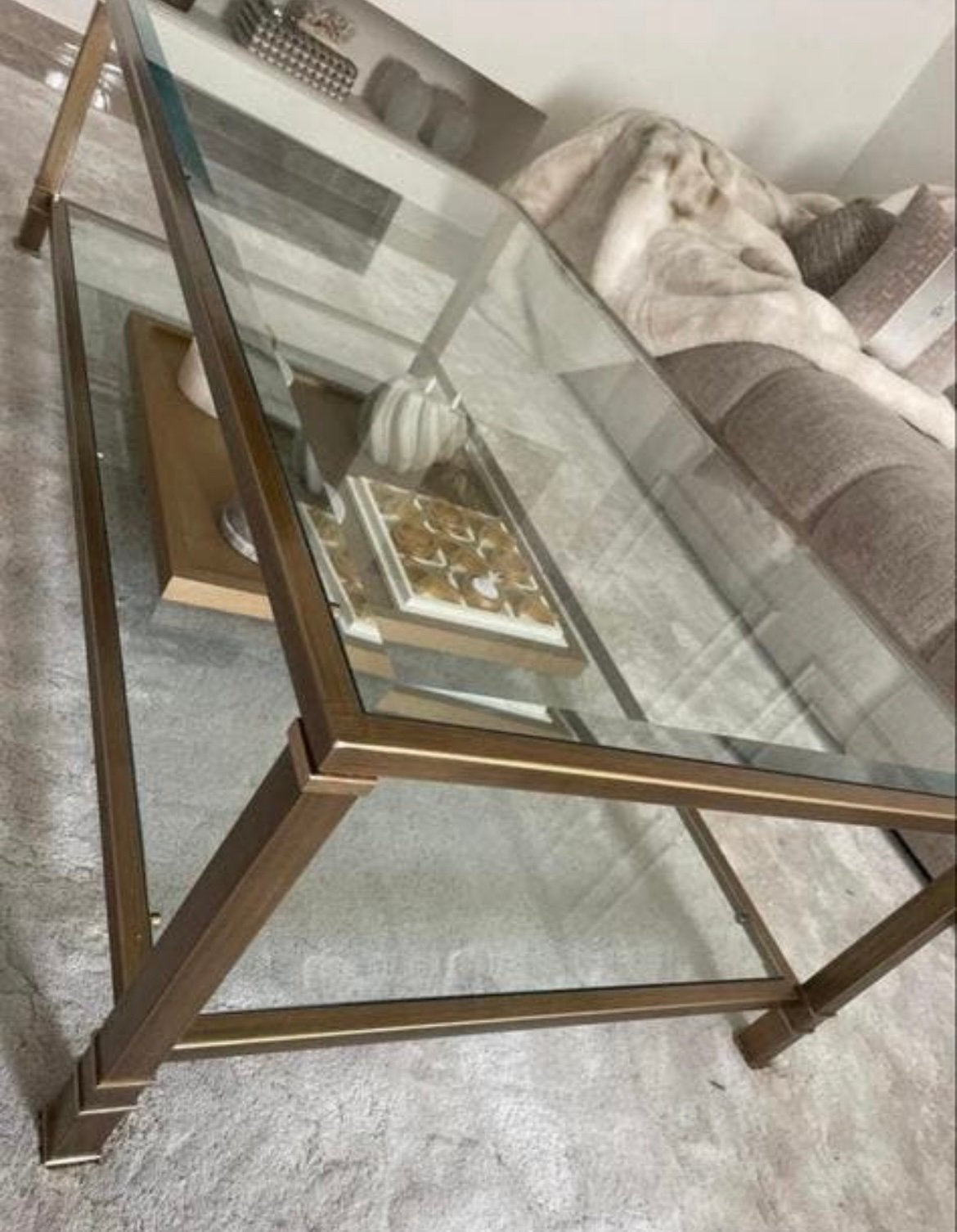 Massief gouden salontafel, Huis en Inrichting, Tafels | Salontafels, Ophalen, 100 tot 150 cm, 50 tot 100 cm, Zo goed als nieuw