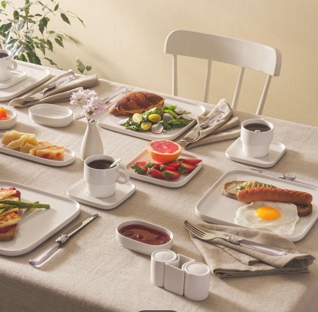 Karaca Cubique 35-delige ontbijtset voor 6 personen | Wit, Ophalen, Overige merken, Nieuw, Modern