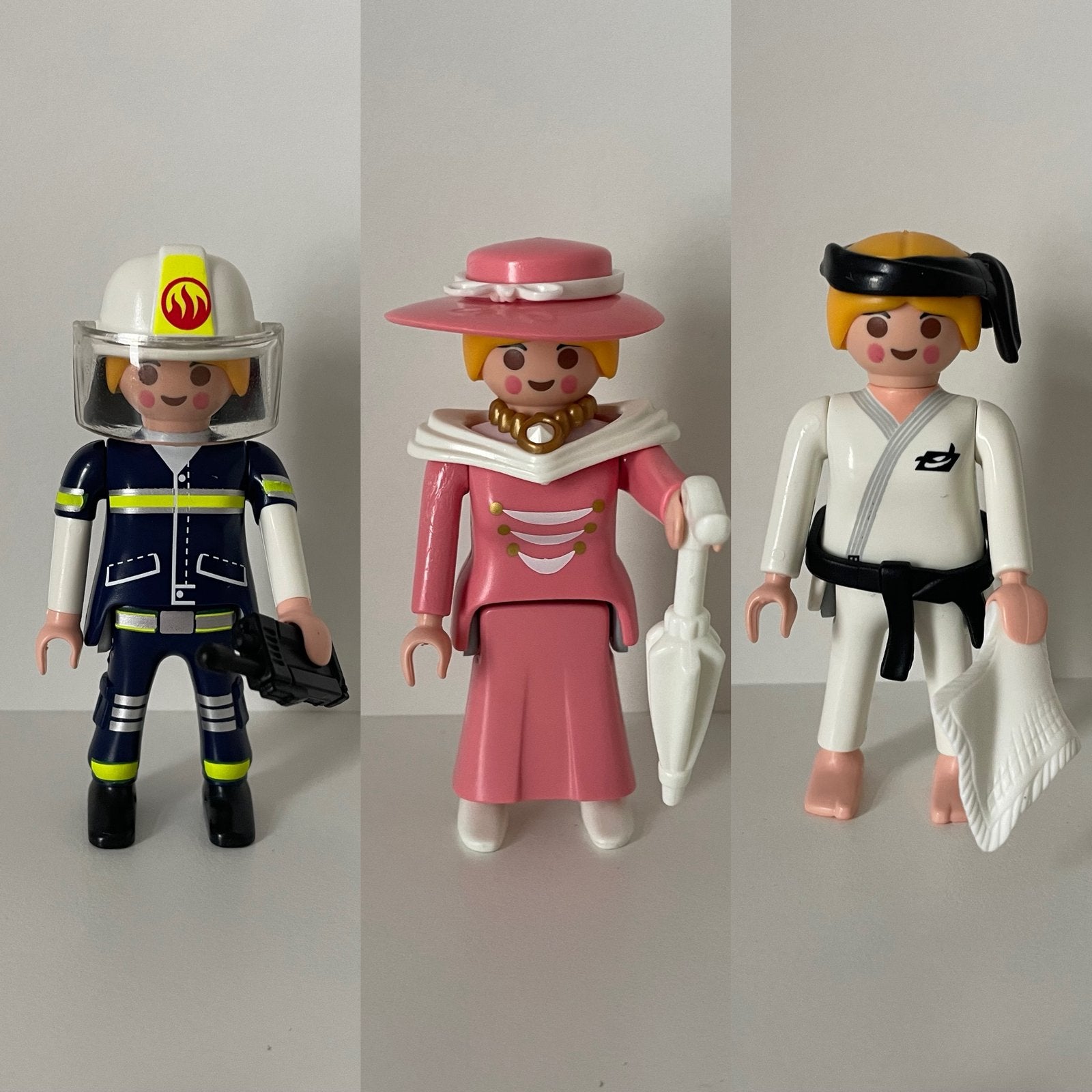 Playmobil 9855 3 poppetjes in 1: dame judoka brandweervrouw, Complete set, Nieuw, Ophalen of Verzenden, Figuren