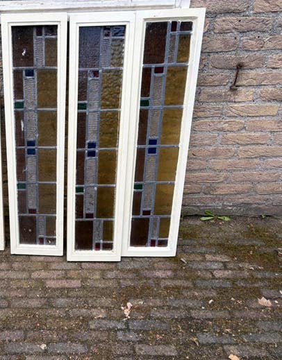 Antieke glas in lood panelen uit 1934, Ophalen
