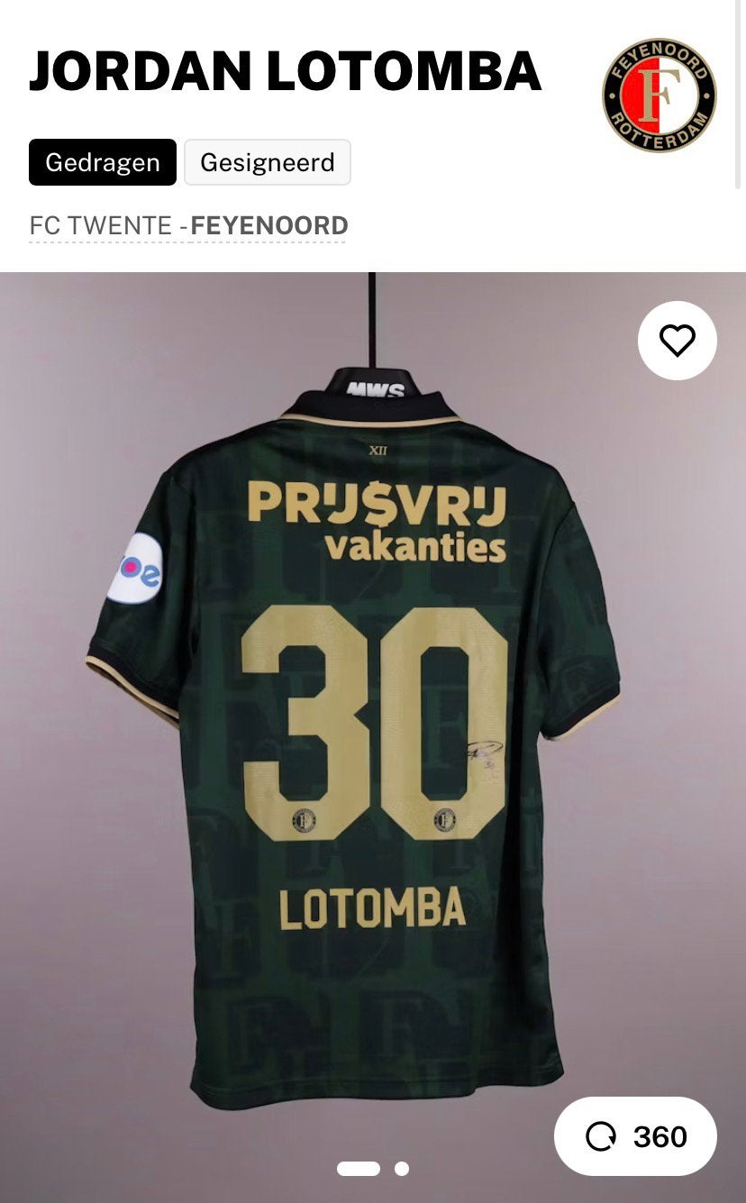 Matchwornshirt Lotomba Feyenoord met certificaat, Ophalen of Verzenden, Zo goed als nieuw, Feyenoord, Shirt