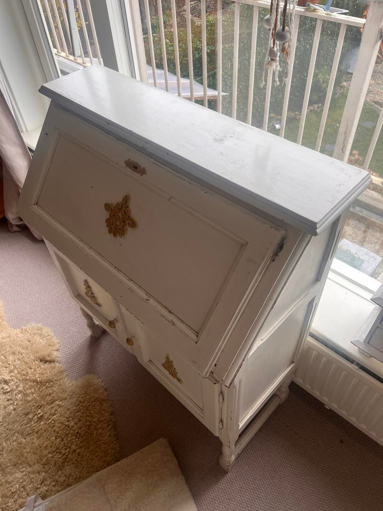Antieke Luxe Buikkast / Bureau - Vintage Wit, Ophalen of Verzenden