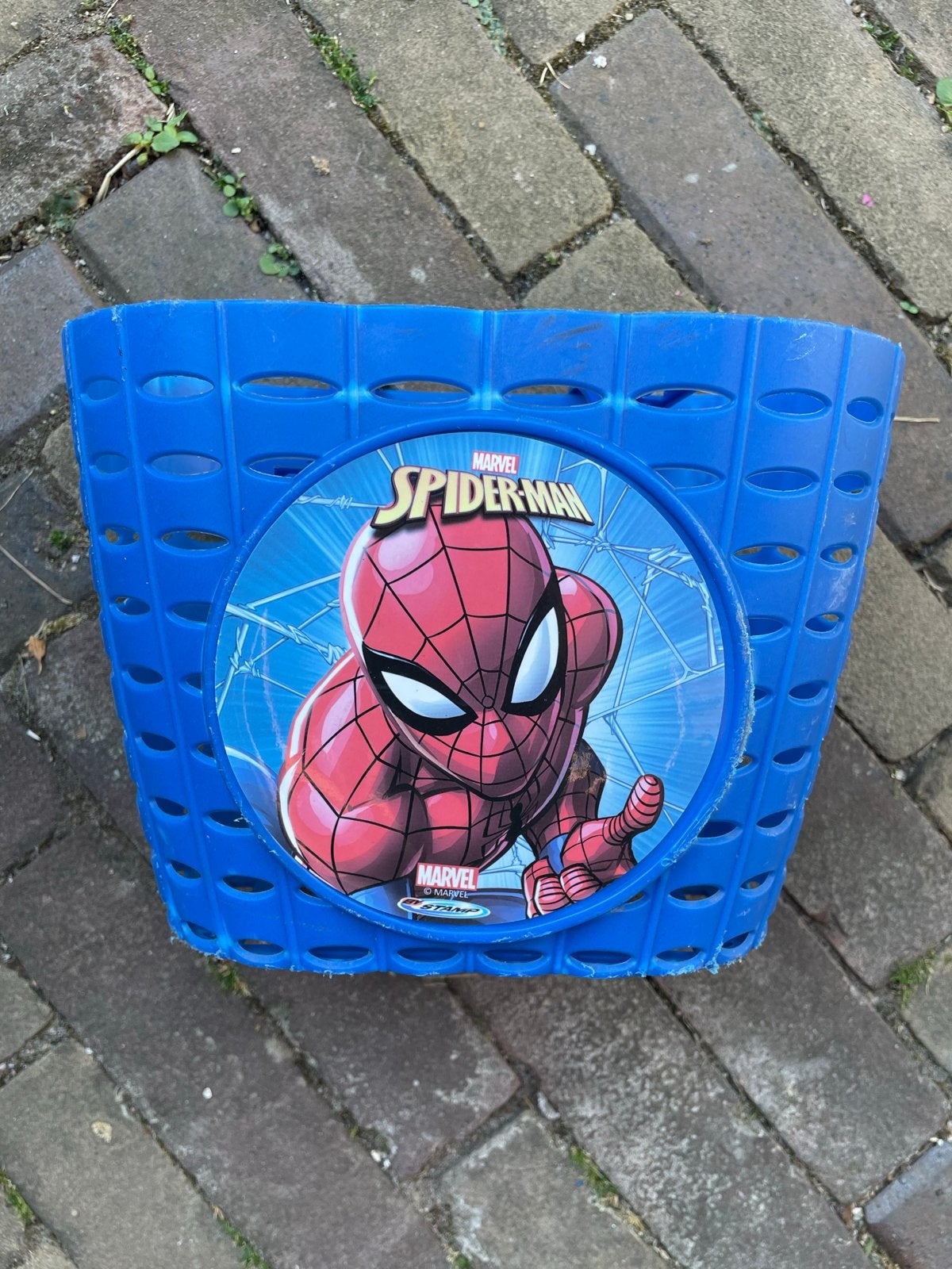 Spider-Man Fietsmandje - Blauw kinderfietsmandje, Ophalen of Verzenden, Gebruikt, Fietsmand, Stuurbevestiging