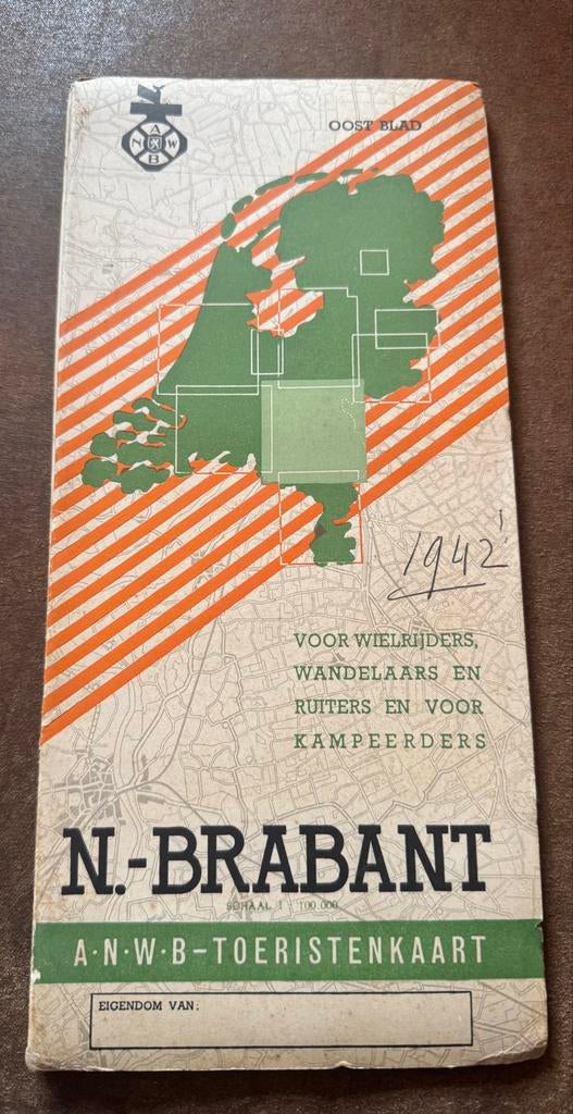 ANWB Toeristenkaart N.-Brabant Oost Blad 1942, Ophalen of Verzenden, 1800 tot 2000, Nederland, Landkaart