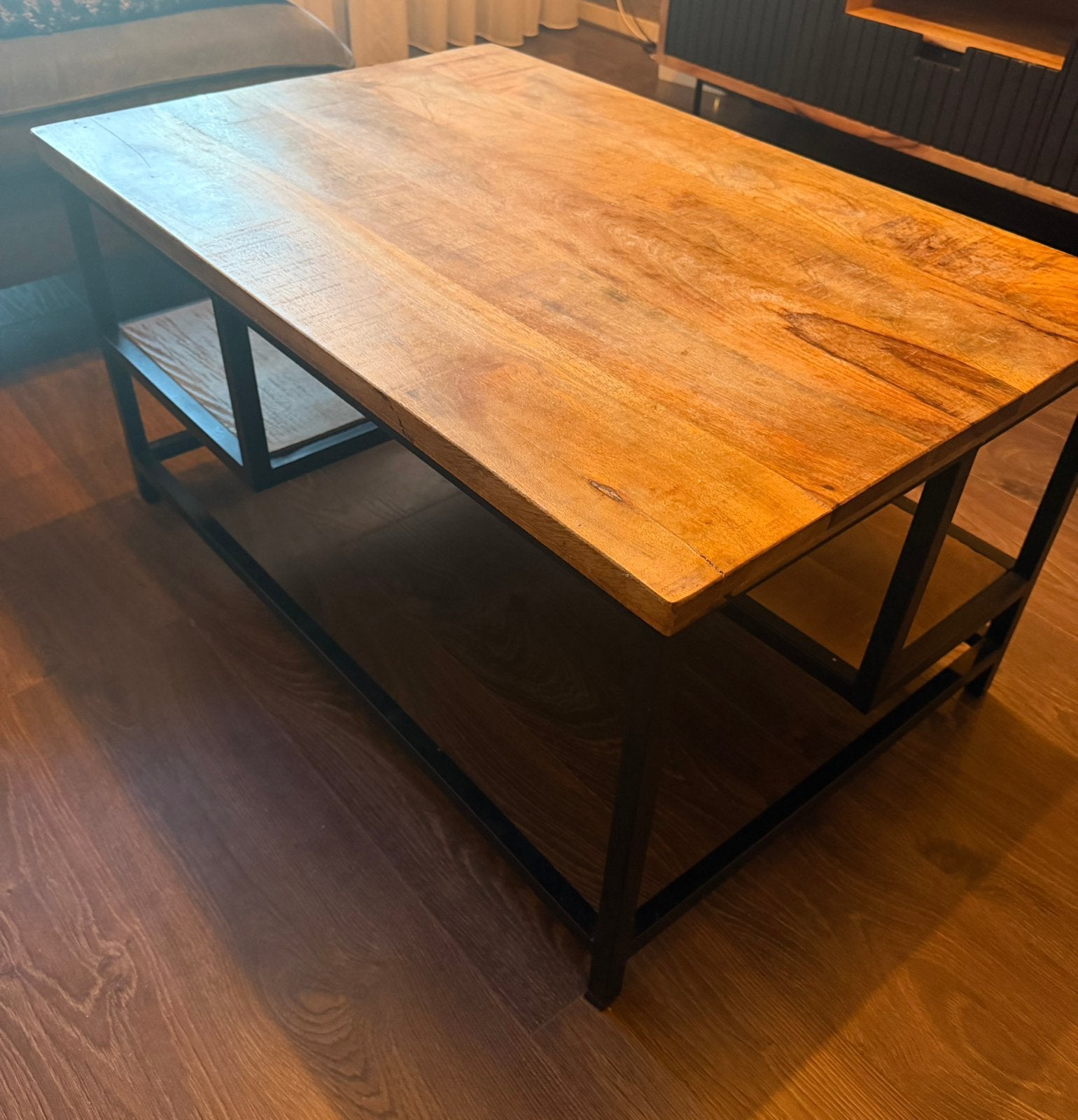 Nette salontafel mango hout, Ophalen, 100 tot 150 cm, 50 tot 100 cm, Zo goed als nieuw
