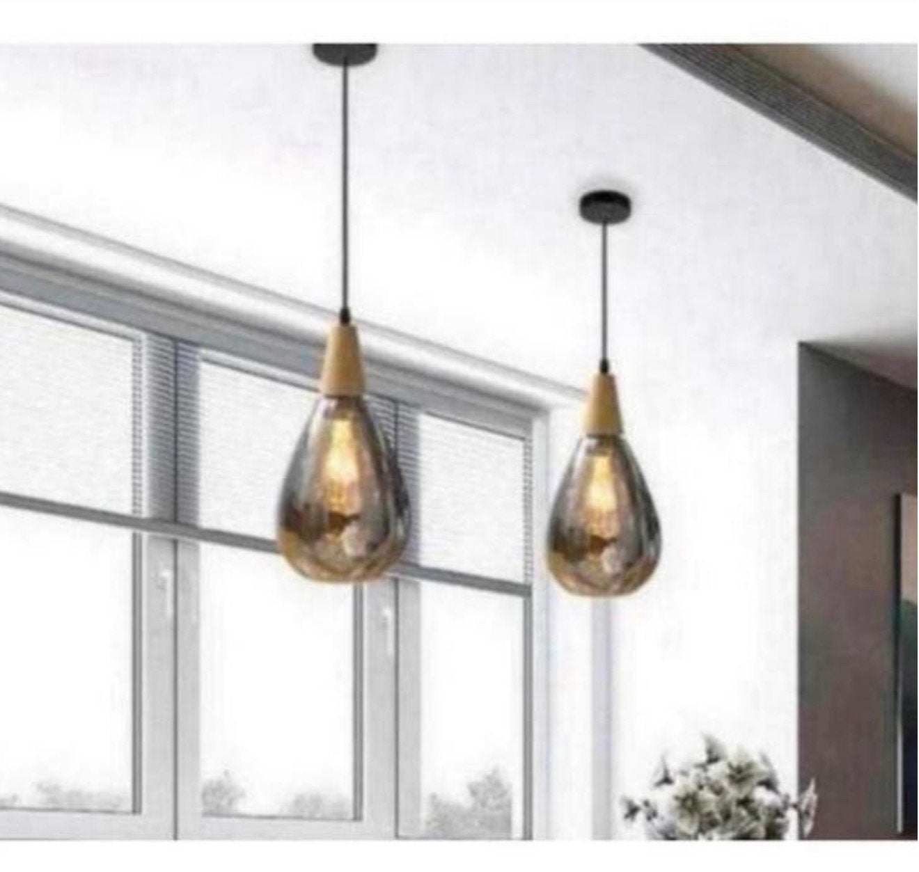Hanglamp druppel chroom chrome e27 waterdruppel NIEUW + hout, Huis en Inrichting, Lampen | Hanglampen, Druppel, Nieuw, Ophalen of Verzenden