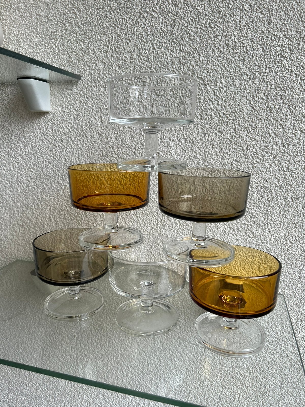 Vintage Luminarc France gekleurde glazen (Set van 7), Ophalen of Verzenden, Zo goed als nieuw, Overige typen