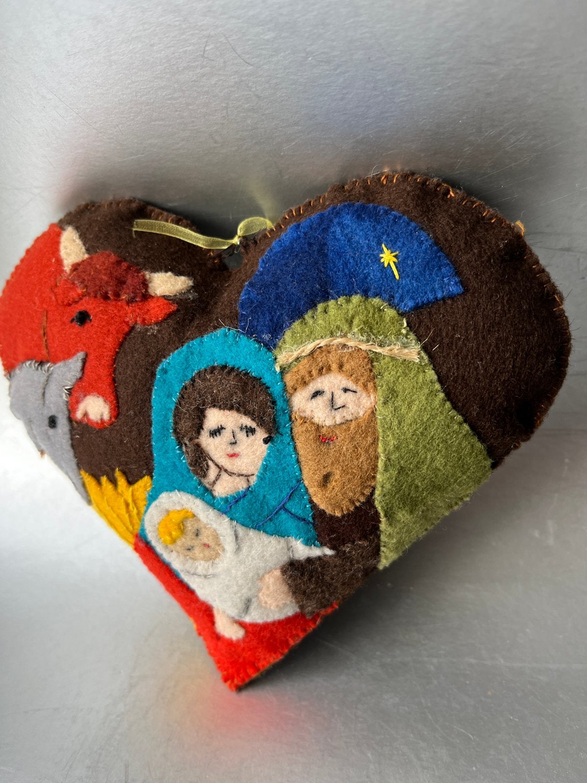 Vilten hart kerstgroep, kerst, Diversen, Ophalen of Verzenden, Gebruikt