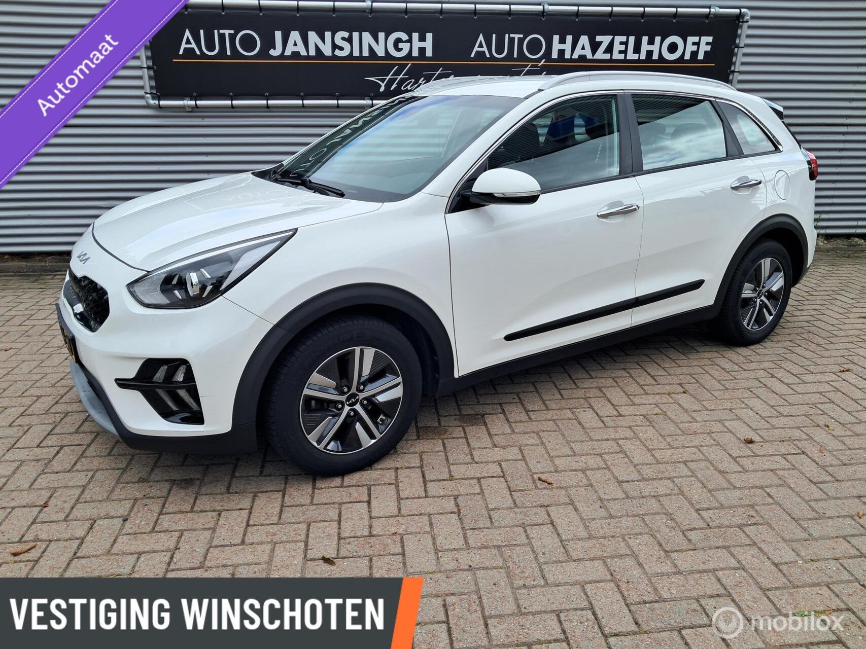 Kia Niro 1.6 GDi Hybrid DynamicLine | Clima | Camera | Navig, Gebruikt, Leder en Stof, Wit, Origineel Nederlands