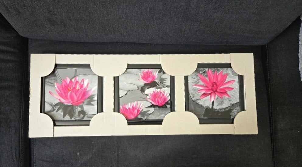 Myler Lijst 16x16cm set/3 met waterlelies, Overige materialen, Nieuw, Ophalen of Verzenden, Fotolijst