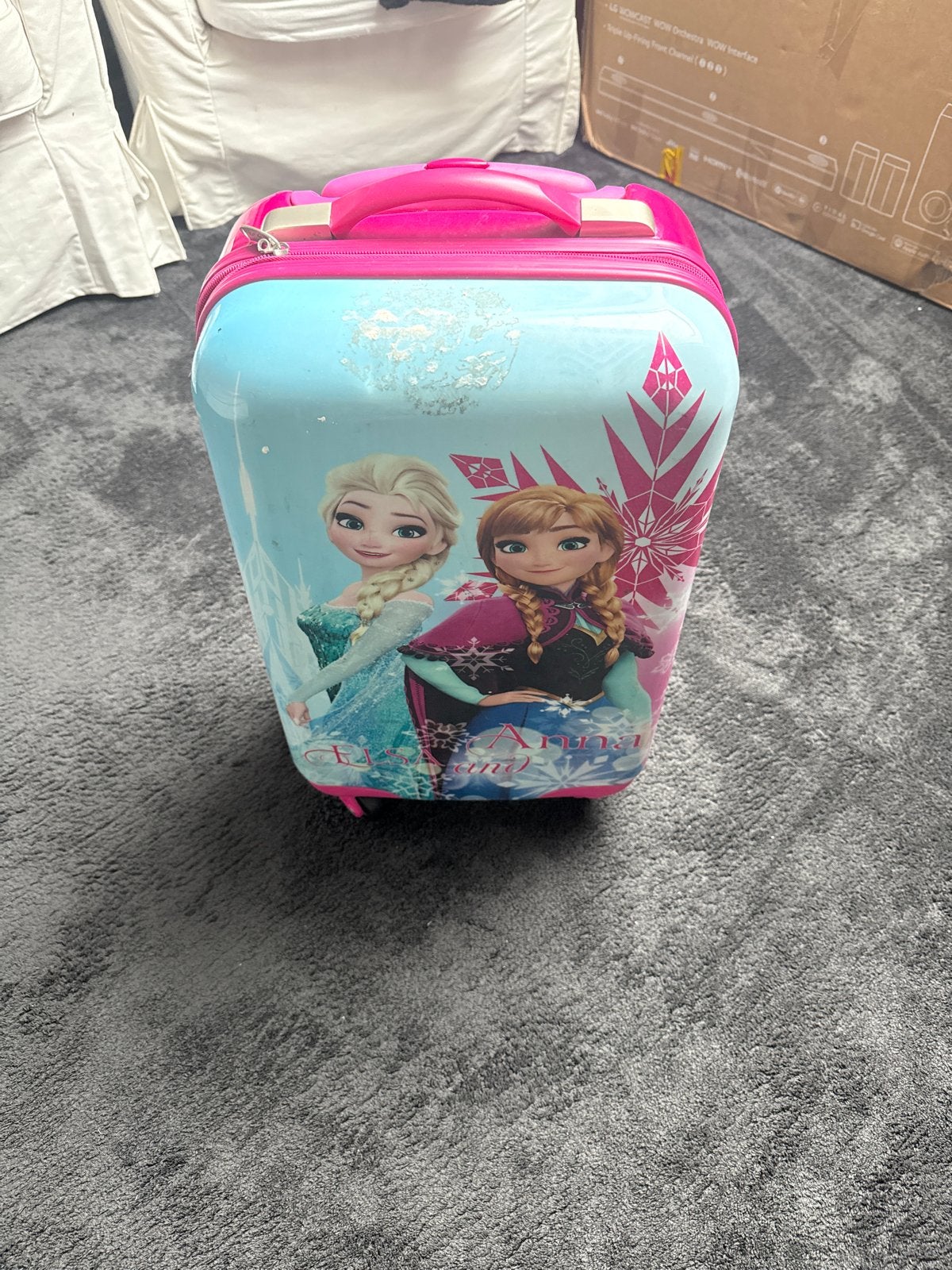 Frozen kinderkoffer met wieltjes - Elsa & Anna, Ophalen, Gebruikt, 50 tot 60 cm, Hard kunststof