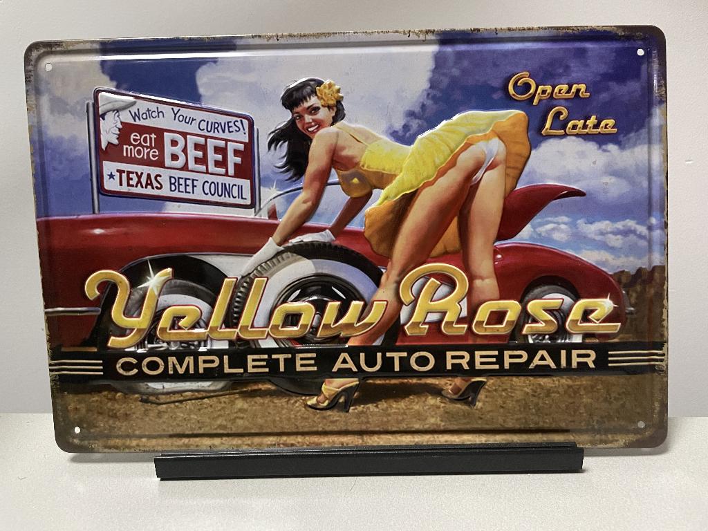 Yellow Rose metalen reclamebord (Old Look), Www.pand50.nl, Reclamebord, Nieuw, Ophalen of Verzenden