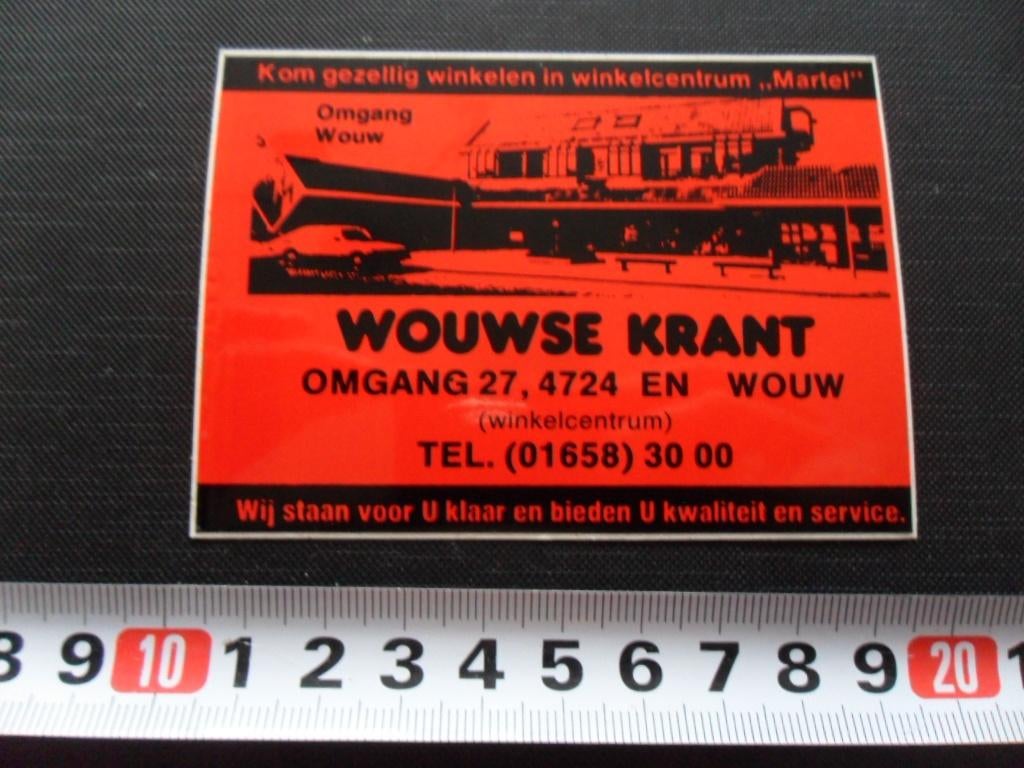 sticker Wouw WOUWSE KRANT Omgang 27 Martel winkelcentrum, Ophalen, Zo goed als nieuw