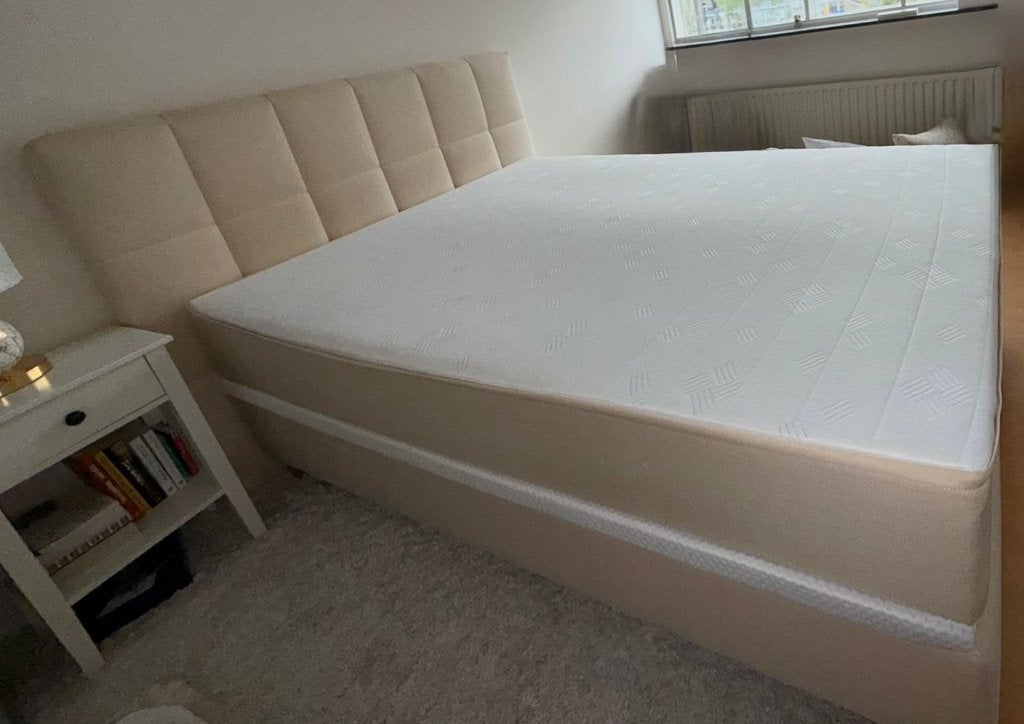Emma Deluxe Boxspring (140x200) met matras en topper, Huis en Inrichting, Ophalen, Beige, Tweepersoons, 140 cm