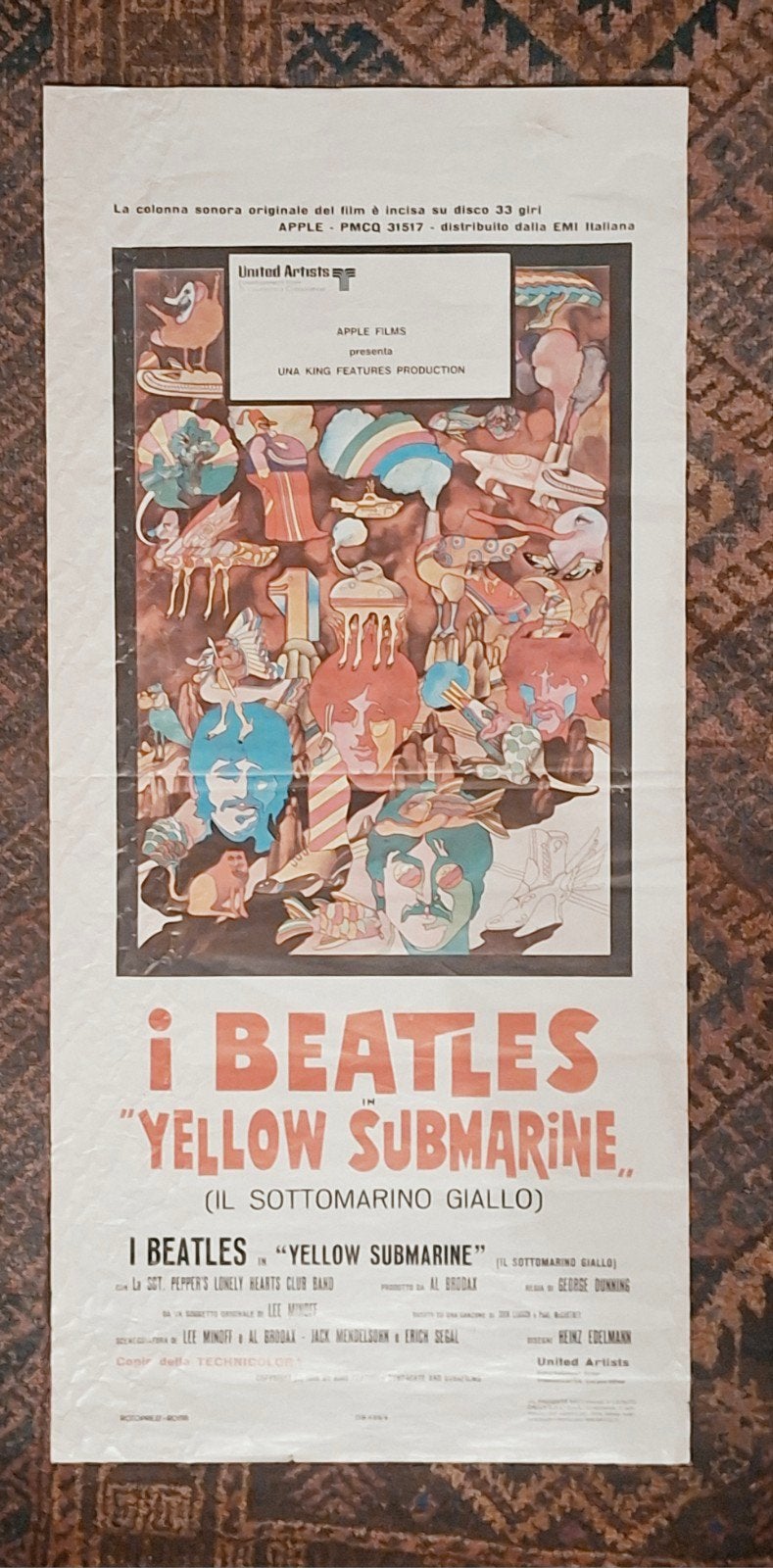 Vintage Italiaanse Yellow Submarine Filmposter, Ophalen of Verzenden