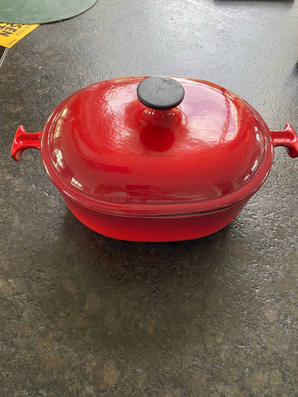 Le Creuset deksel voor pan - Rood, 20x25 cm, Ophalen of Verzenden, Gebruikt, Rood, Le Creuset