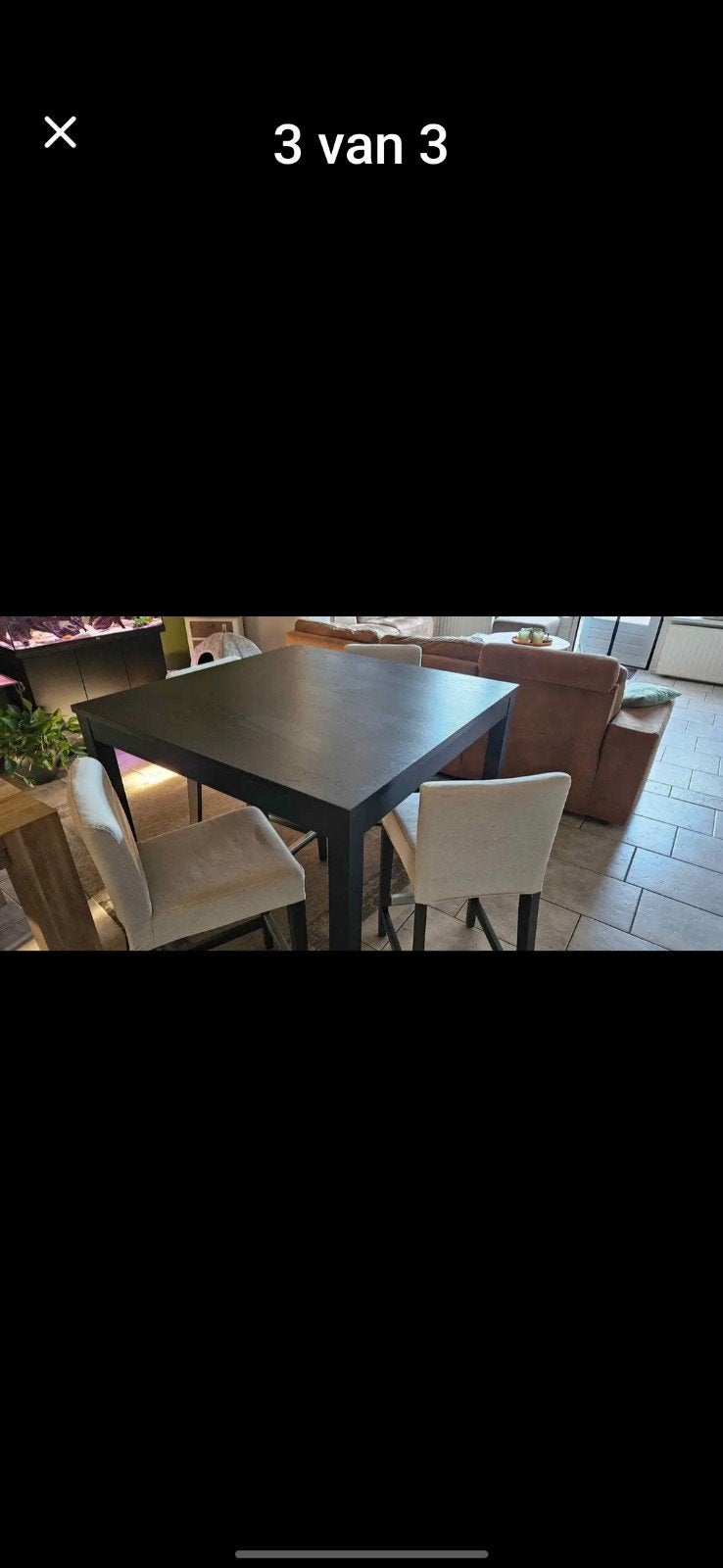 Moderne bartafel met 4 stoelen, Ophalen, Gebruikt, Vierkant, Modern