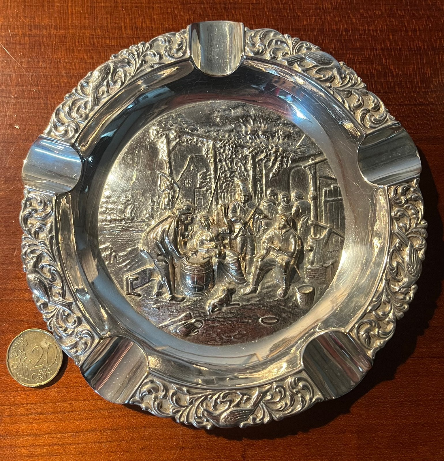Vintage verzilverde Asbak., Ophalen of Verzenden