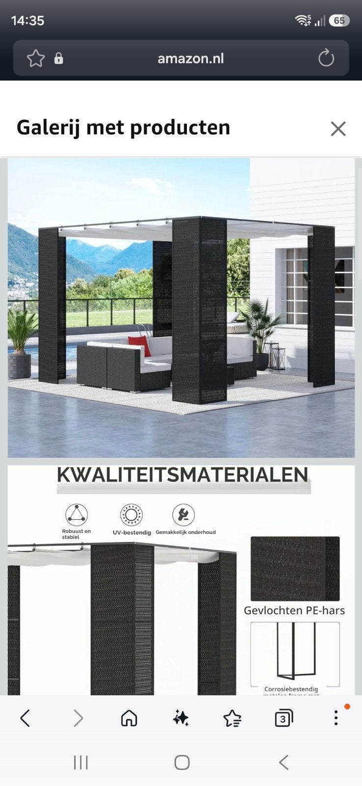 Stijlvolle Pergola met Uitschuifbaar Dak - Zwart, Ophalen, Nieuw, Tuinpaviljoen