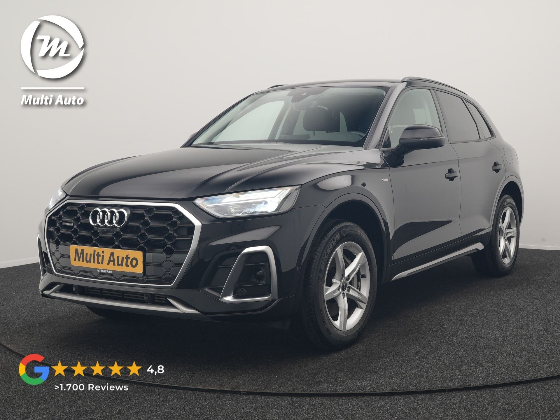 Audi Q5 55 TFSI e S Line PHEV 367pk Dealer O.H. | Alcantara, Auto's, Automaat, Dealer onderhouden, Gebruikt, Zwart