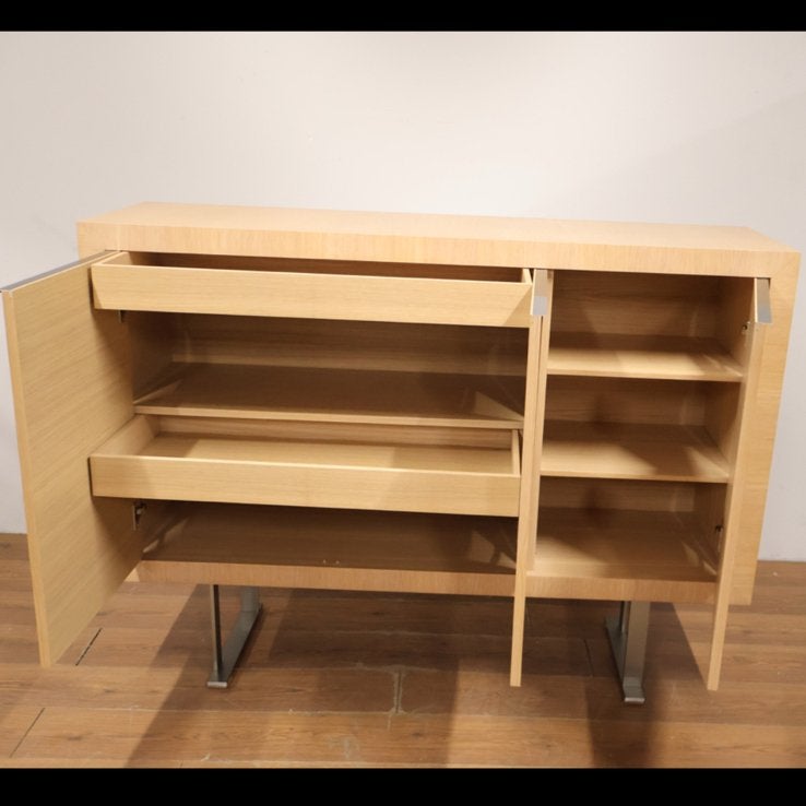 Blanke eikenhouten dressoir/ kast, groot strak model, Ophalen