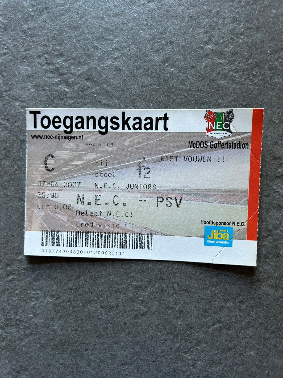 NEC - PSV  ticket, Ophalen of Verzenden, PSV, Overige typen