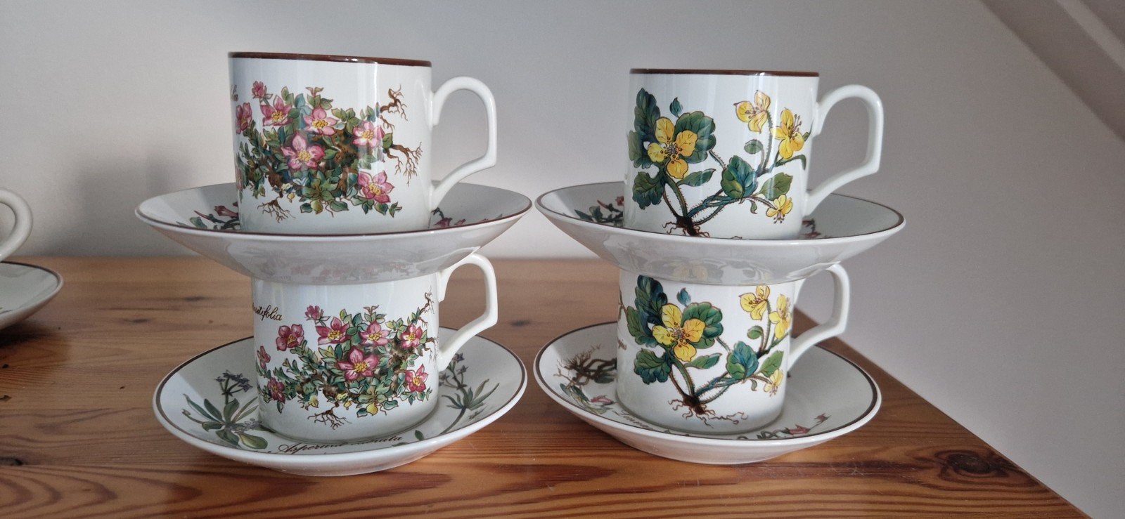 4 Villeroy & Boch Botanica espressokopjes met schotel, Klassiek, Villeroy & Boch, Ophalen of Verzenden, Kop(pen) en/of Schotel(s)