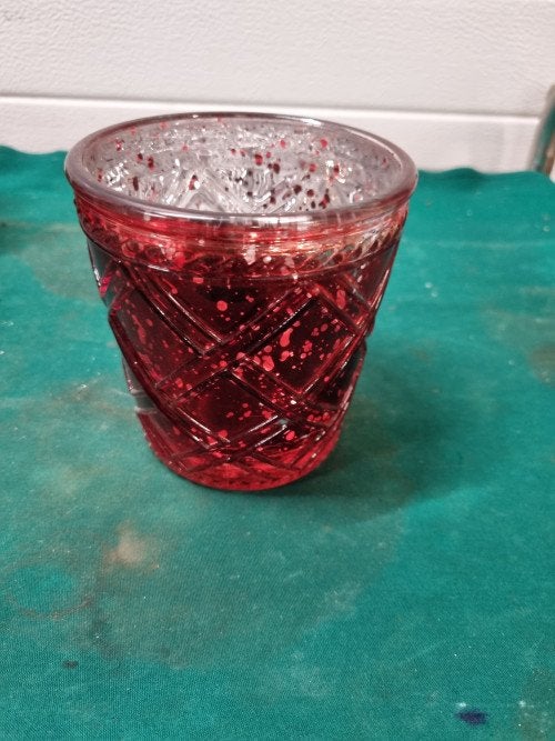 bloempot rood glas geruit, Ophalen of Verzenden, 'T Olde Gre-j, Info@toldegrej.nl, Endepoelstraat 20f Didam