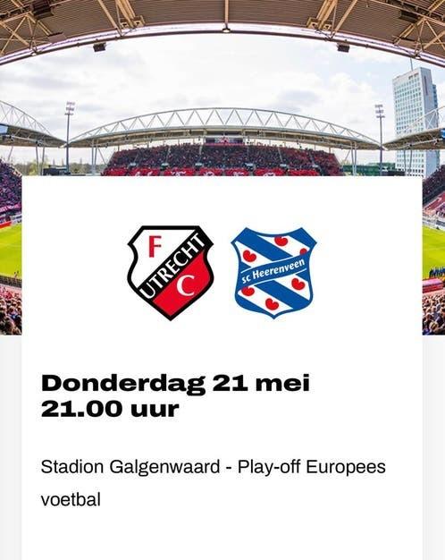 Fc utrecht heerenveen playoffs ticket bunnikside, Eén persoon